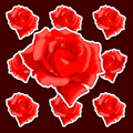 Vivid red rose sticker with layered petals and soft red highlights.