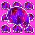 Purple, pink and red stylized human brain anatomy sticker.