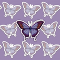 Lilac and dark purple butterfly sticker with long trailing hindwings.