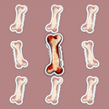 Pale bloody bone sticker with dark red anatomical details.