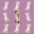 Cream-colored long bone with lilac, purple and burgundy staining around the ends and shaft.
