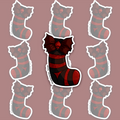 Red and black gothic Christmas stocking sticker with red spider.