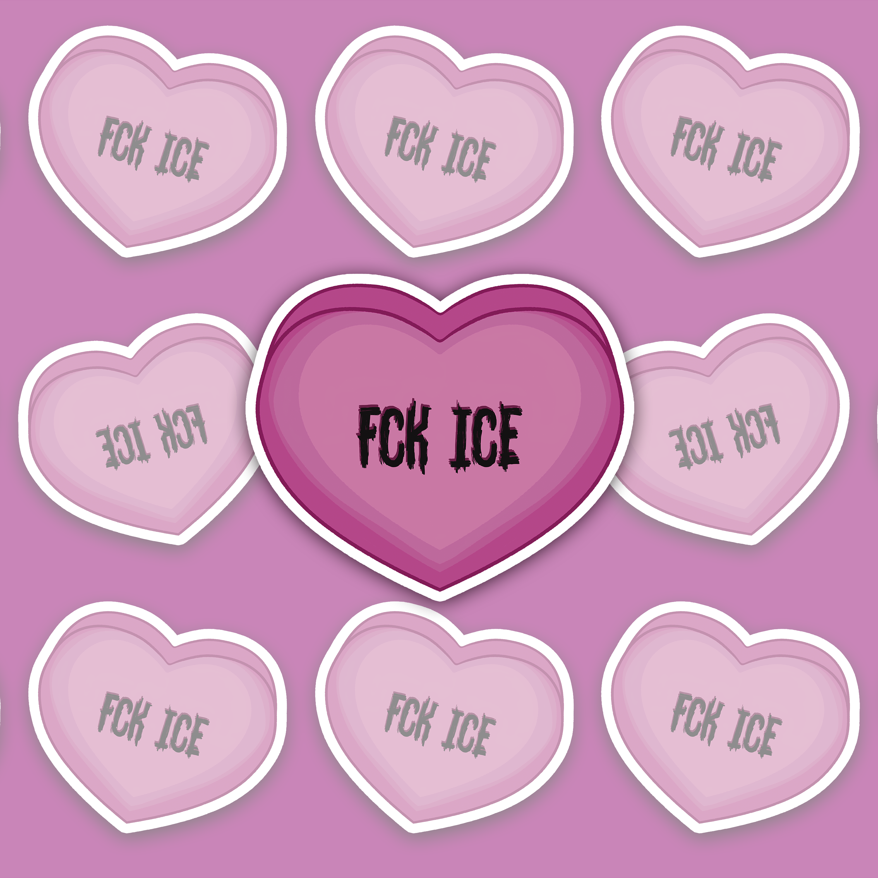 FCK ICE Pink Herz Vinyl-Aufkleber – Kiss-Cut wasserfest Sticker