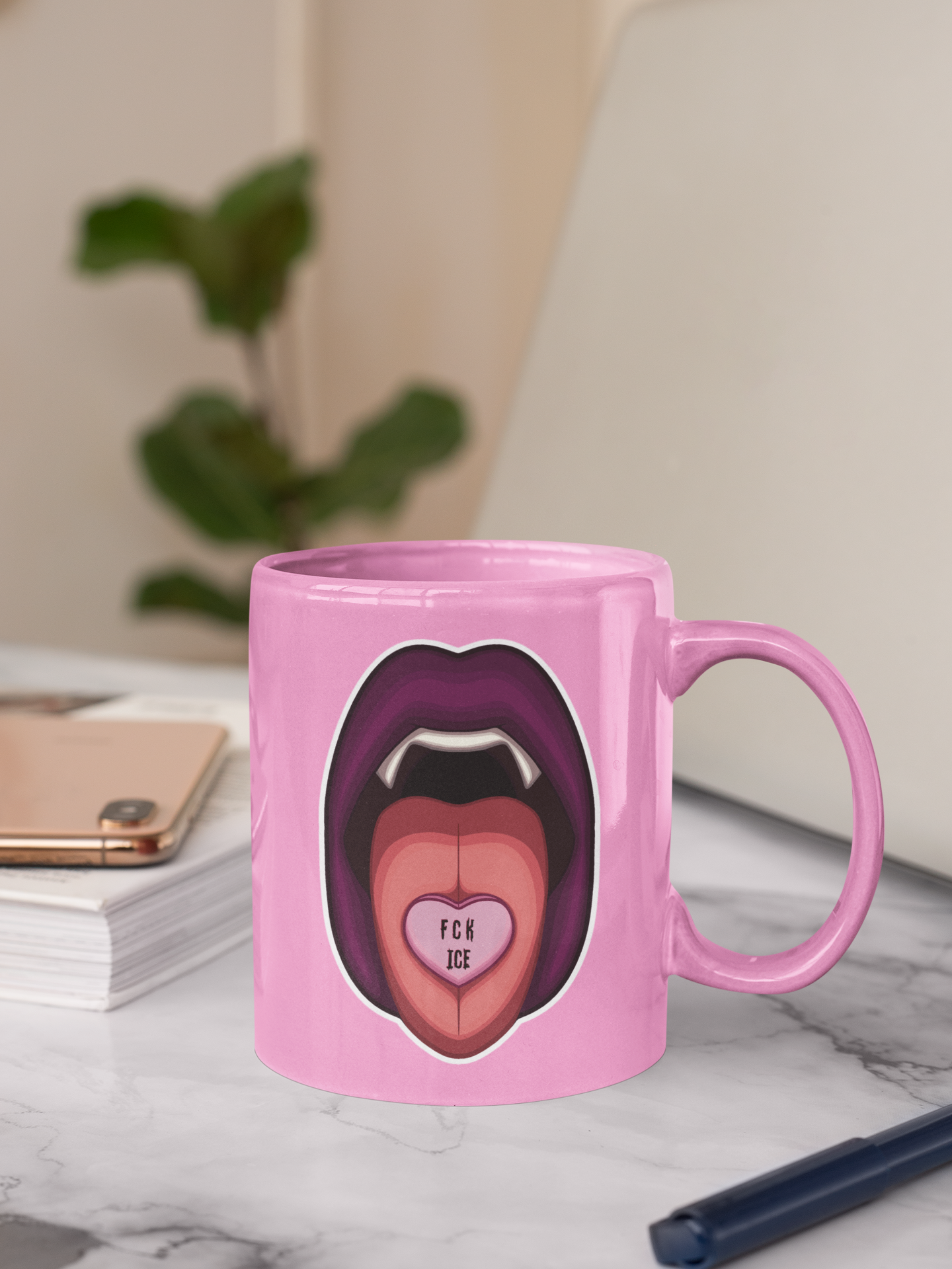 Vampire Lips Aufkleber – 'FCK ICE' Herz Candy Vinyl Kiss-Cut Aufkleber