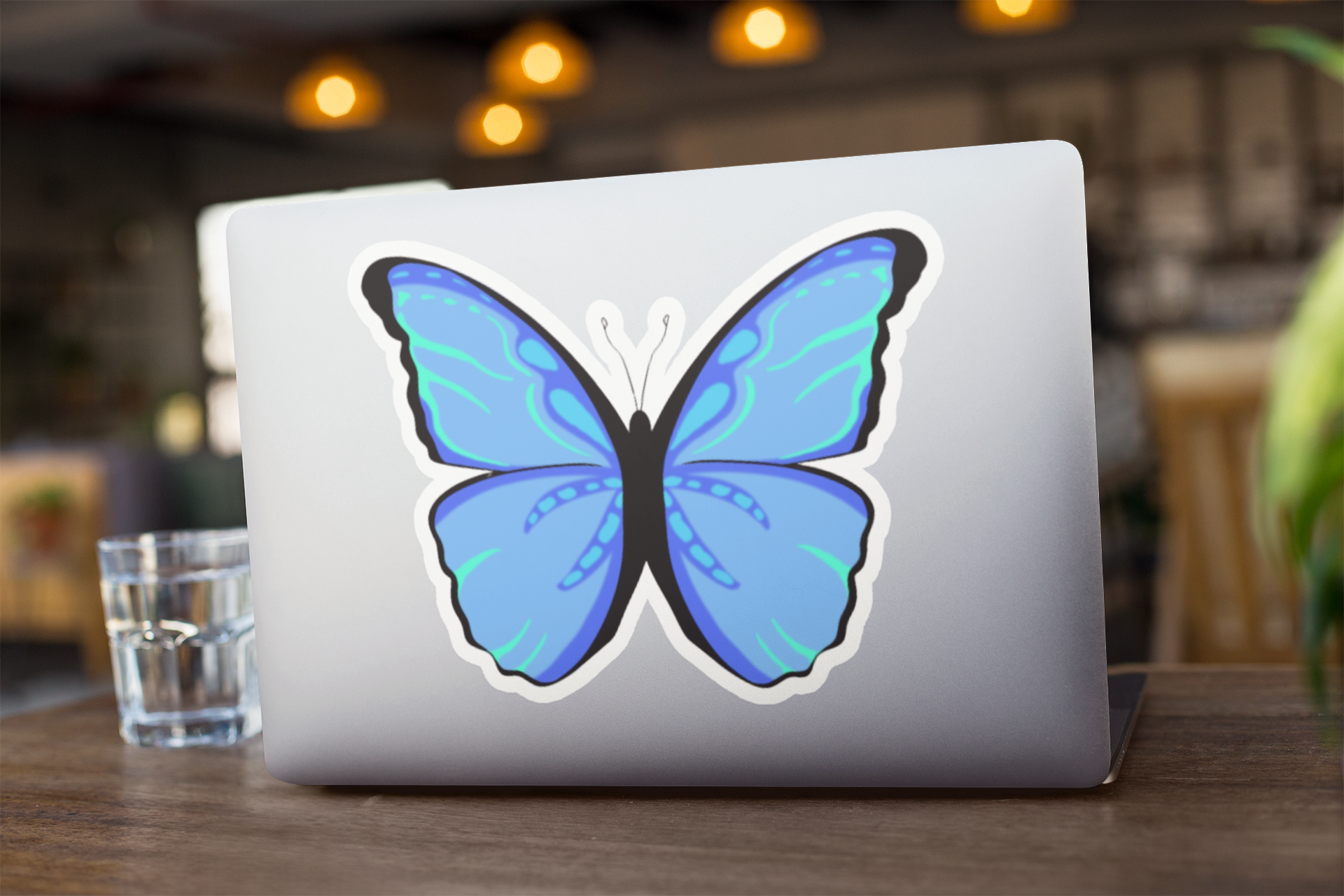 Blauer Schmetterling Sticker | Natur Vinyl‑Aufkleber (matt)