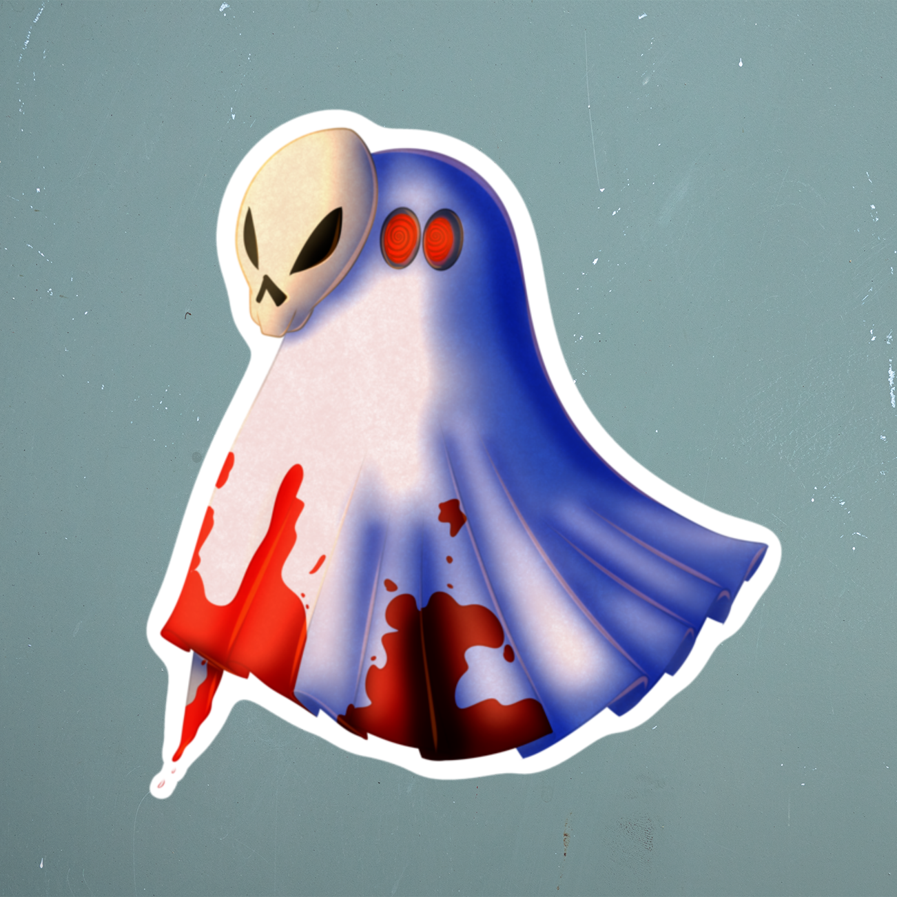 Alien Ghost Sticker | Süß‑spooky Vinyl‑Aufkleber (matt)