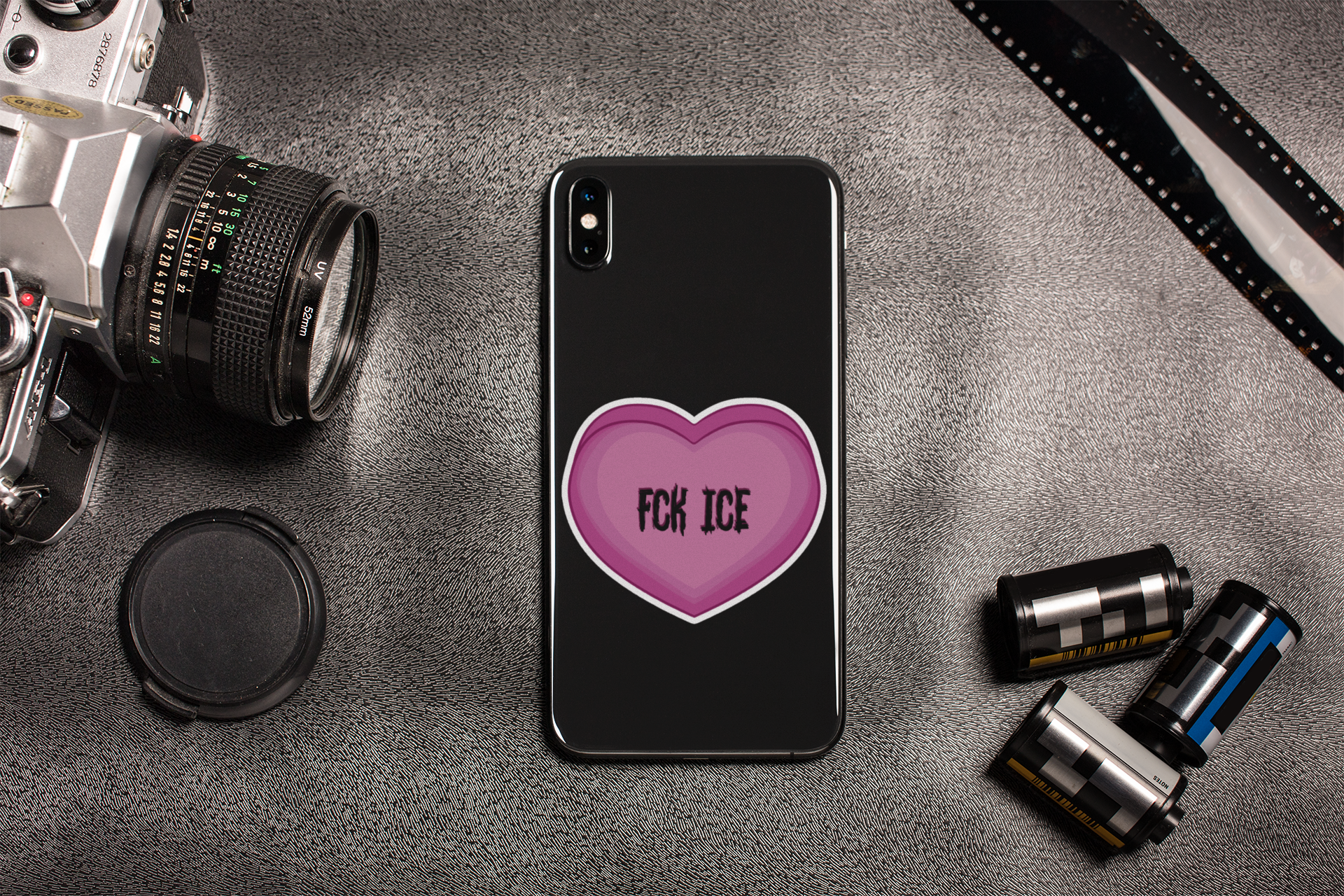 FCK ICE Pink Herz Vinyl-Aufkleber – Kiss-Cut wasserfest Sticker