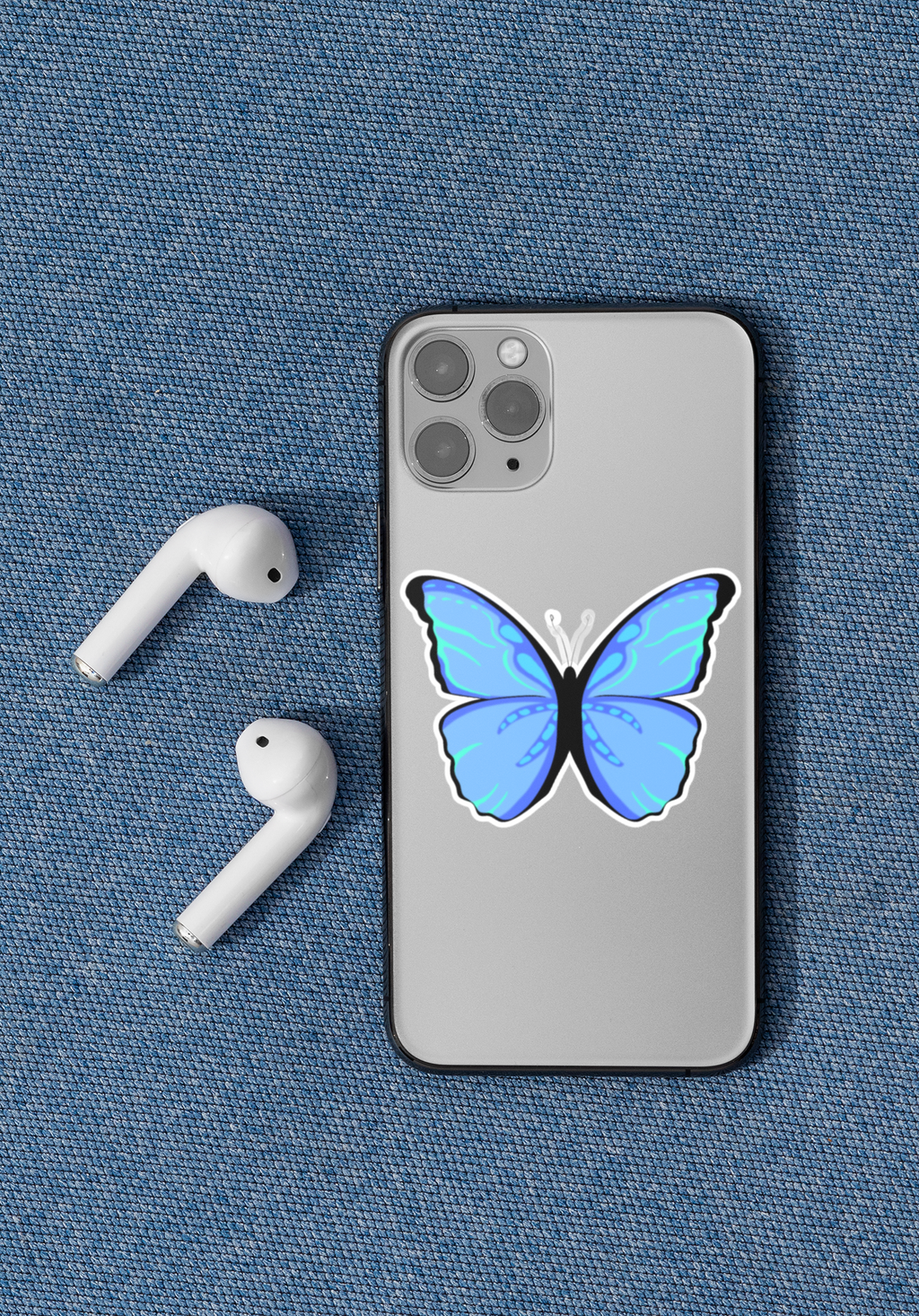 Blauer Schmetterling Sticker | Natur Vinyl‑Aufkleber (matt)