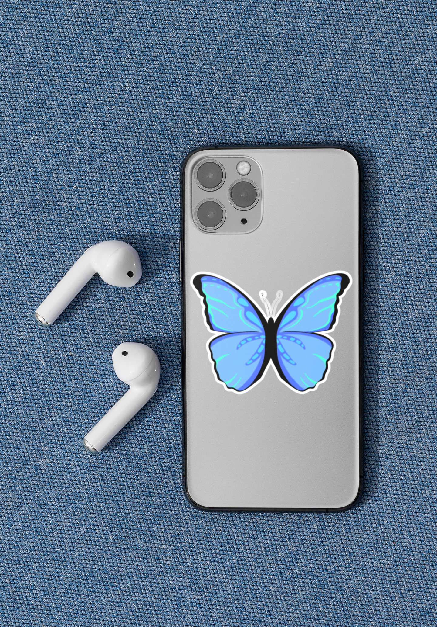 Blauer Schmetterling Sticker | Natur Vinyl‑Aufkleber (matt)