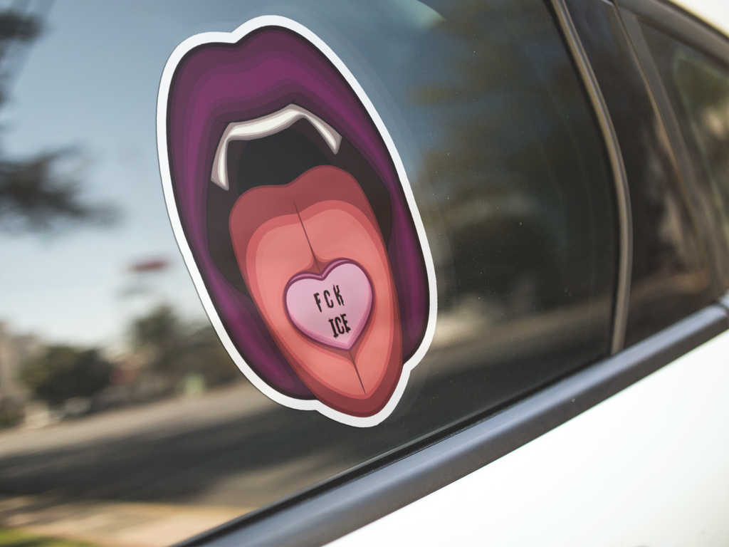 Vampire Lips Aufkleber – 'FCK ICE' Herz Candy Vinyl Kiss-Cut Aufkleber