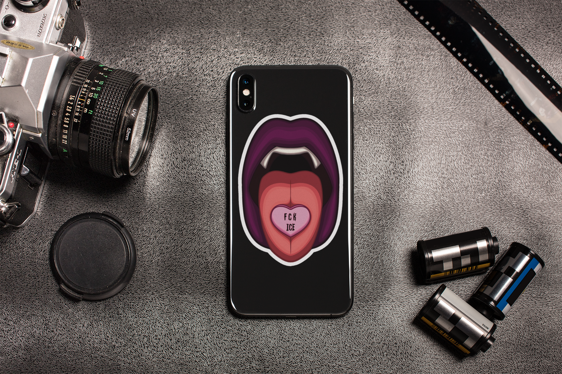 Vampire Lips Aufkleber – 'FCK ICE' Herz Candy Vinyl Kiss-Cut Aufkleber