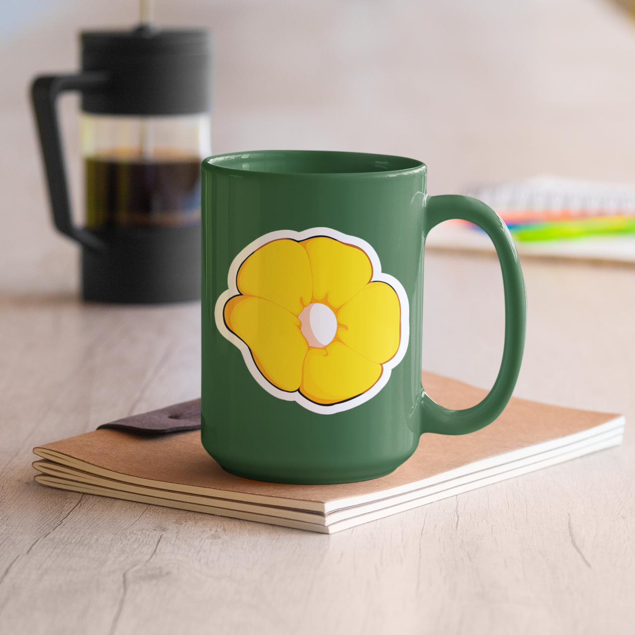 Sonnige Gelbe Blüte Sticker | Blumen Vinyl‑Aufkleber (matt)