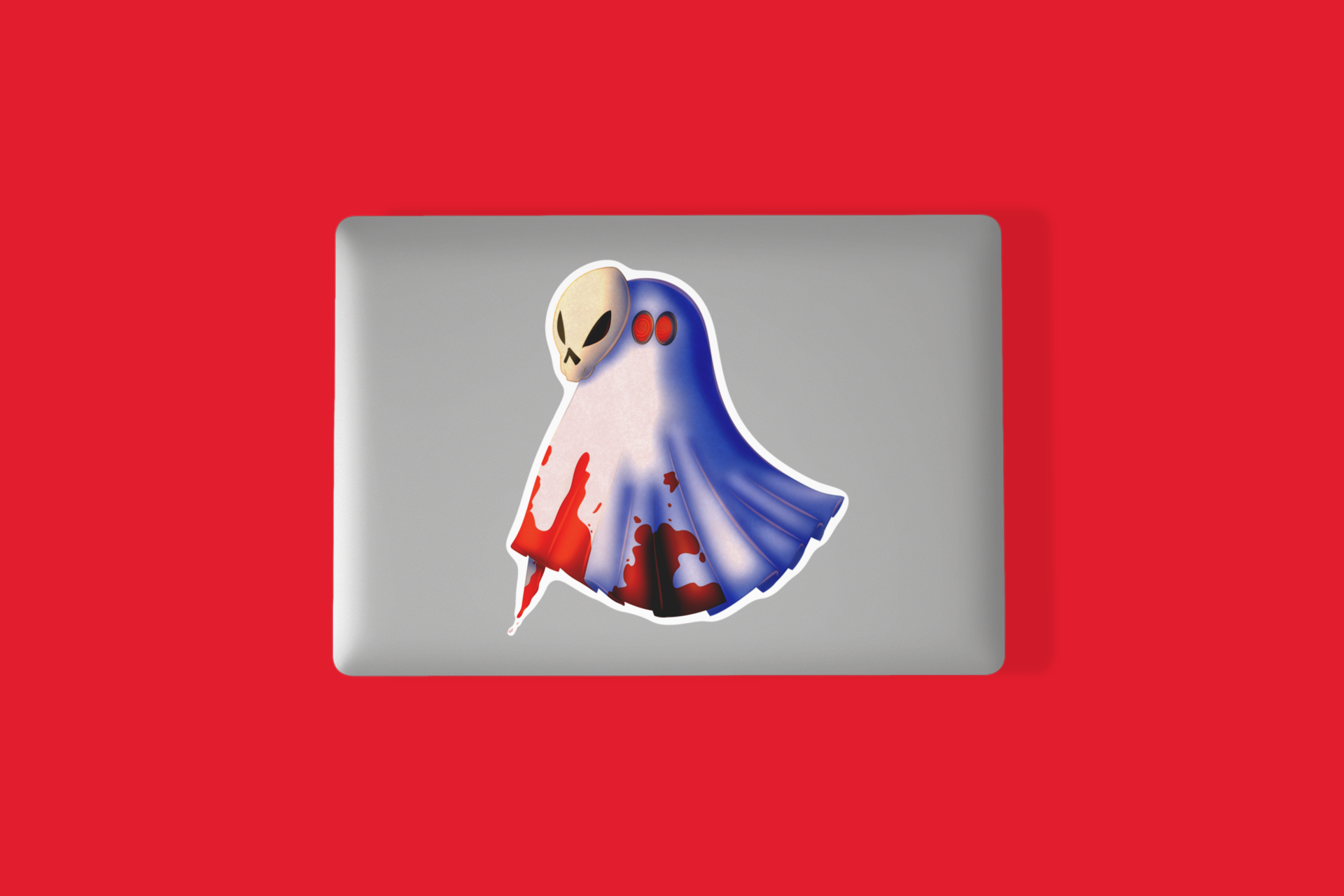 Alien Ghost Sticker | Süß‑spooky Vinyl‑Aufkleber (matt)