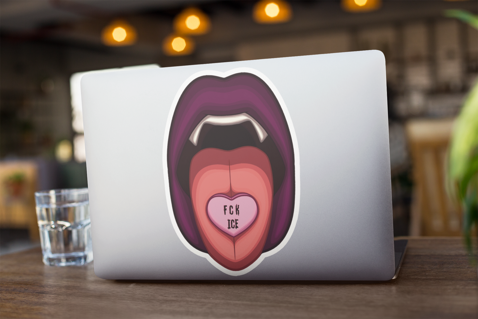 Vampire Lips Aufkleber – 'FCK ICE' Herz Candy Vinyl Kiss-Cut Aufkleber