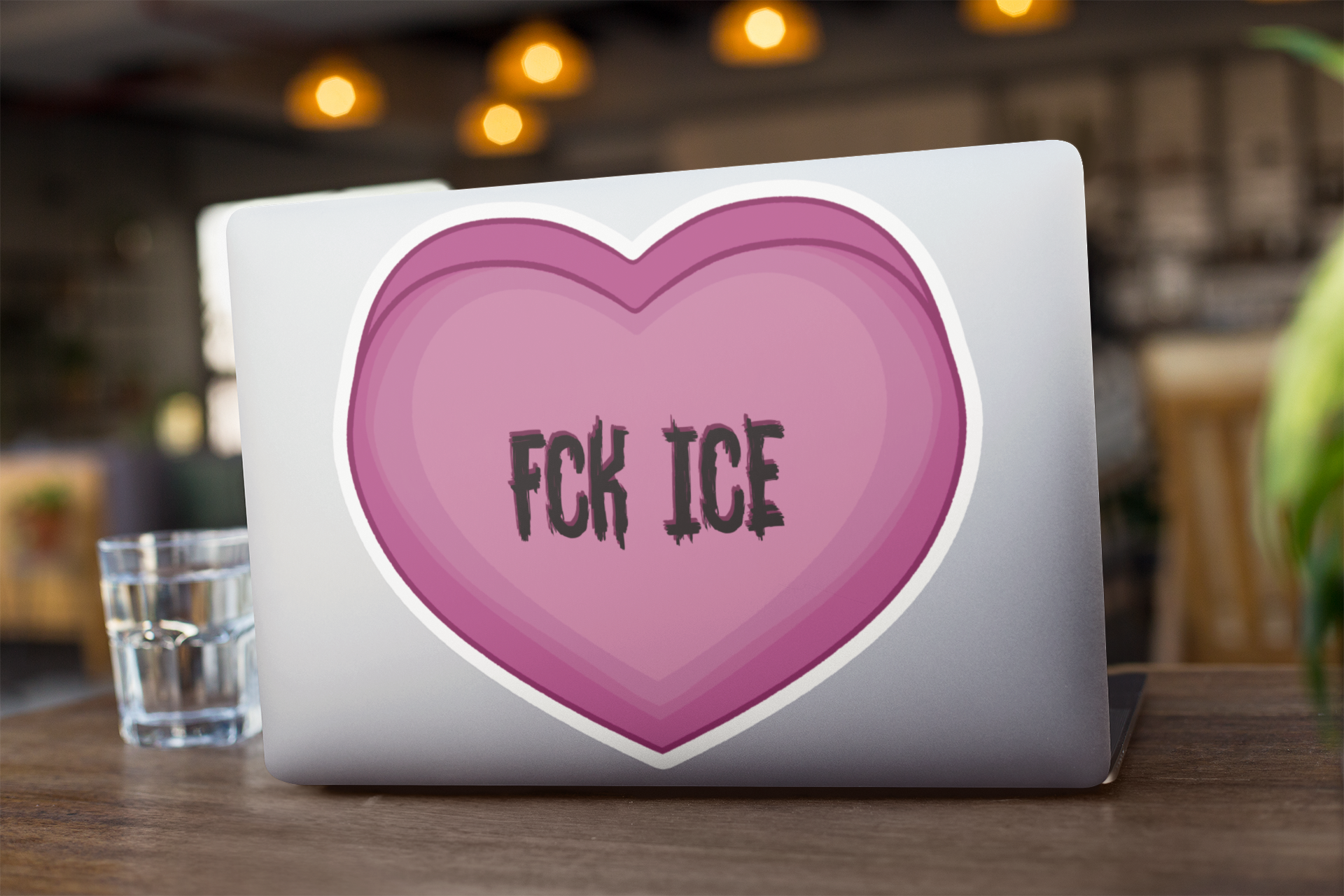 FCK ICE Pink Herz Vinyl-Aufkleber – Kiss-Cut wasserfest Sticker
